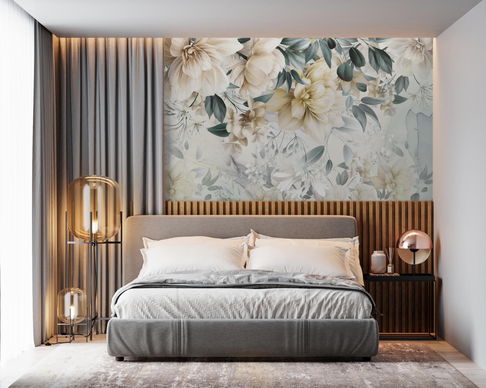 Papier peint des fleurs aux teintes délicates