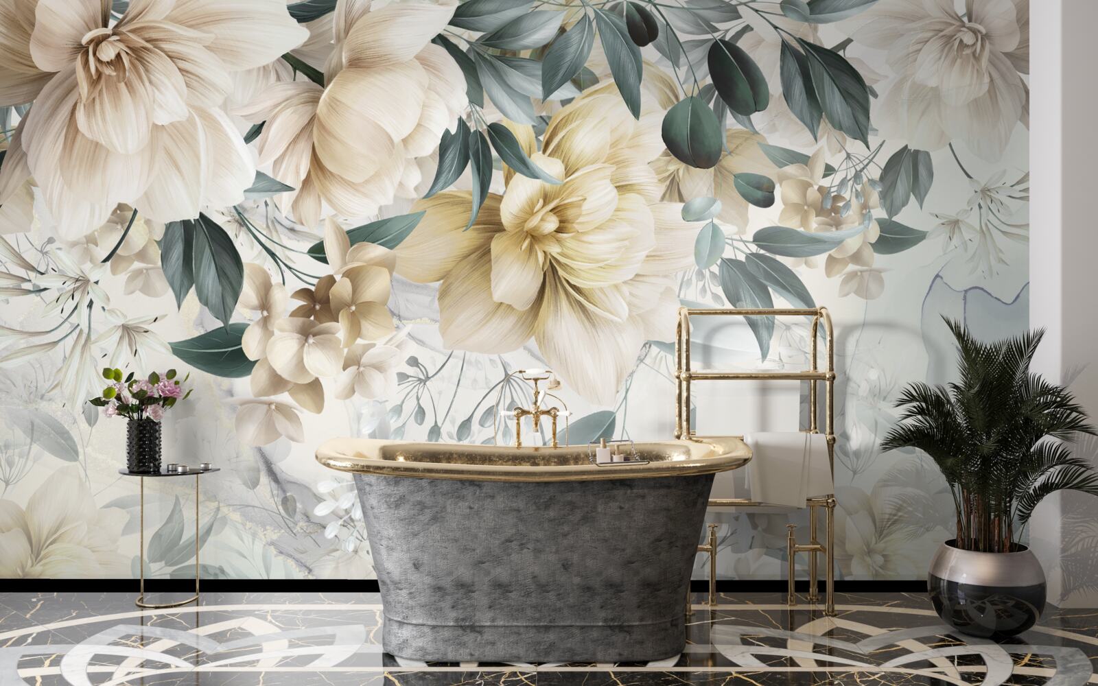 Papier peint des fleurs aux teintes délicates