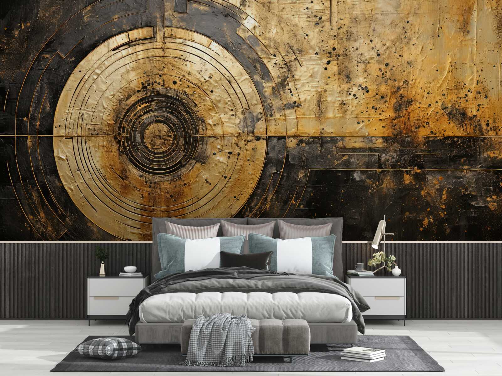 Papier peint accents dorés sur fond noir