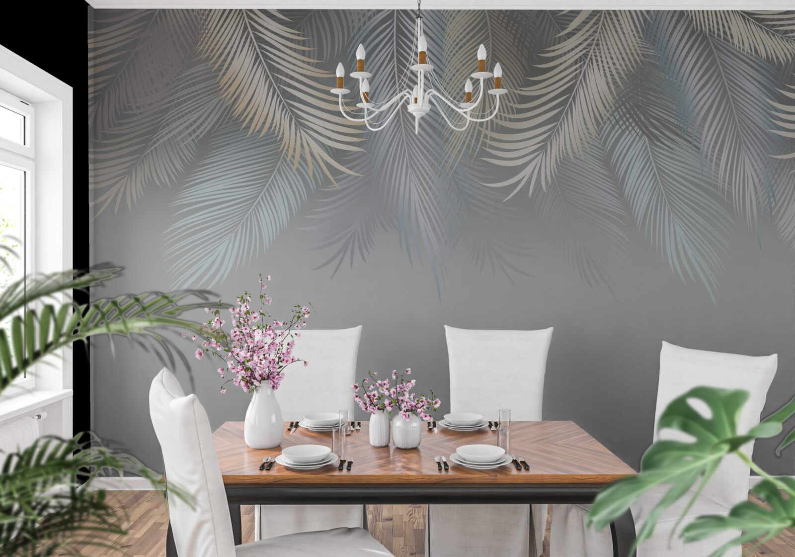 Papier peint feuilles de fougères douces