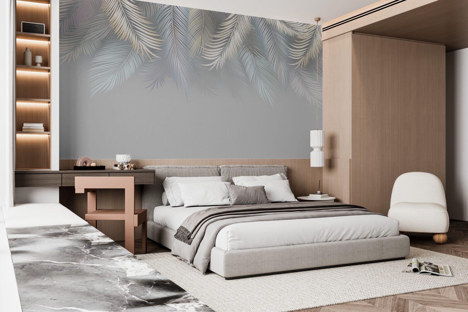 Papier peint feuilles de fougères douces