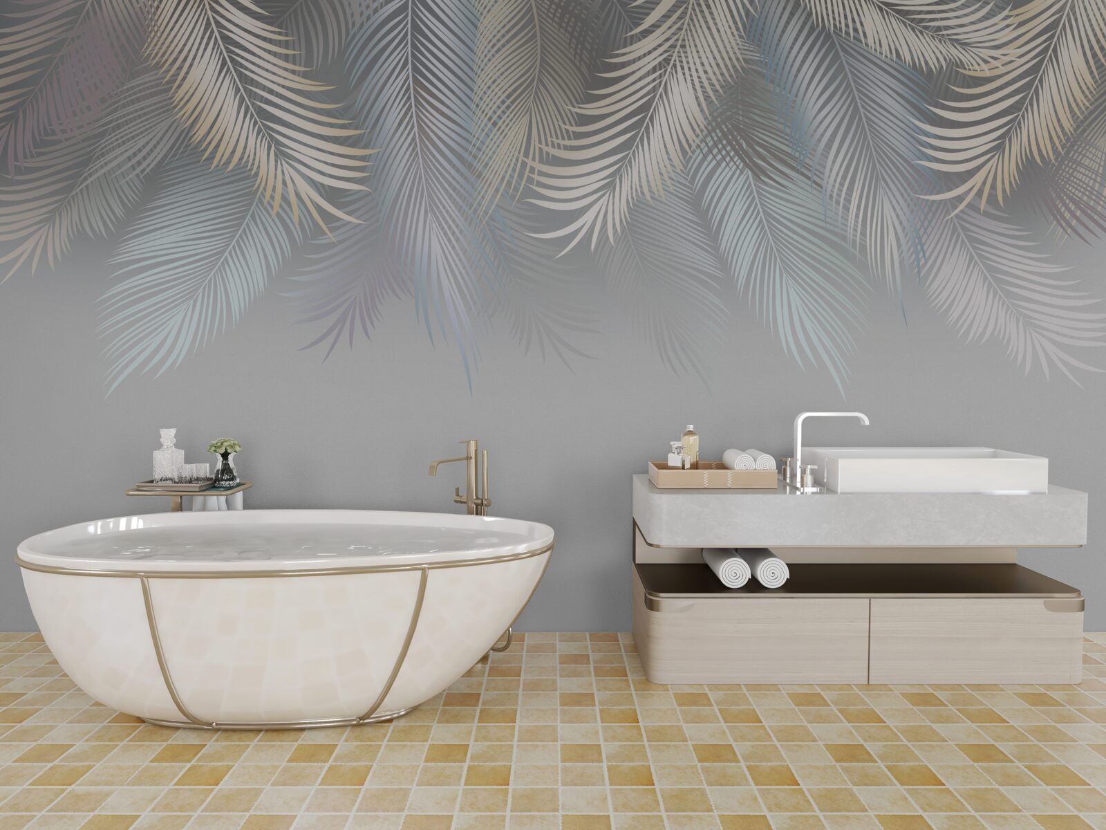 Papier peint feuilles de fougères douces