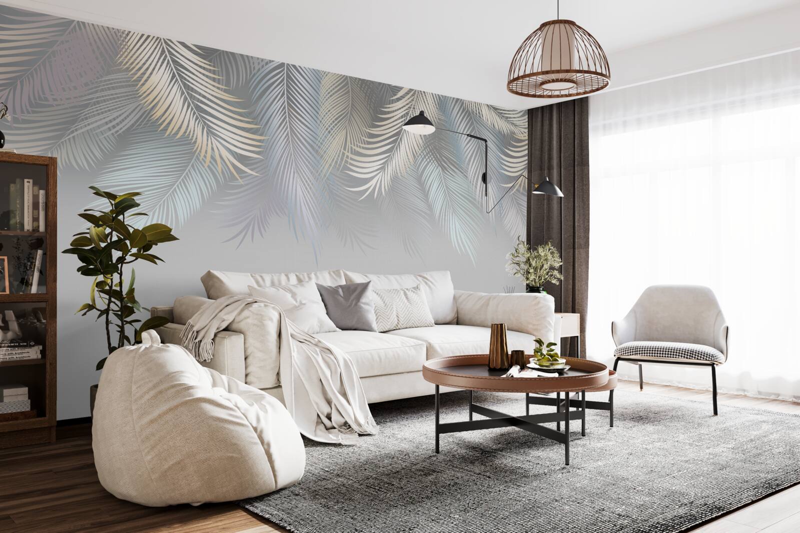 Papier peint feuilles de fougères douces