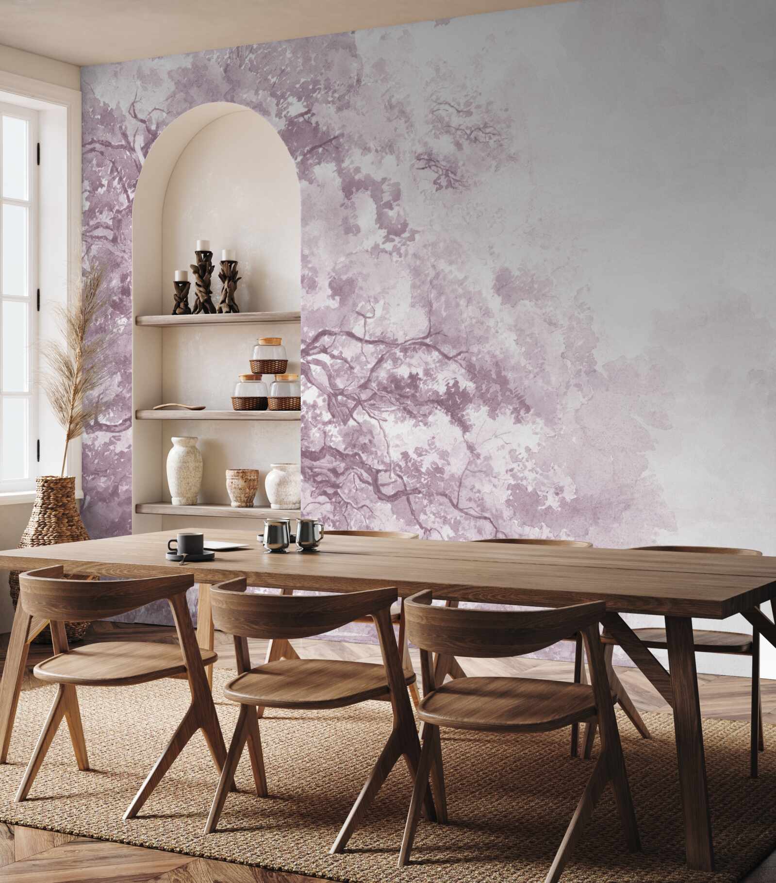 Papier peint la forêt du matin est enveloppée de brume