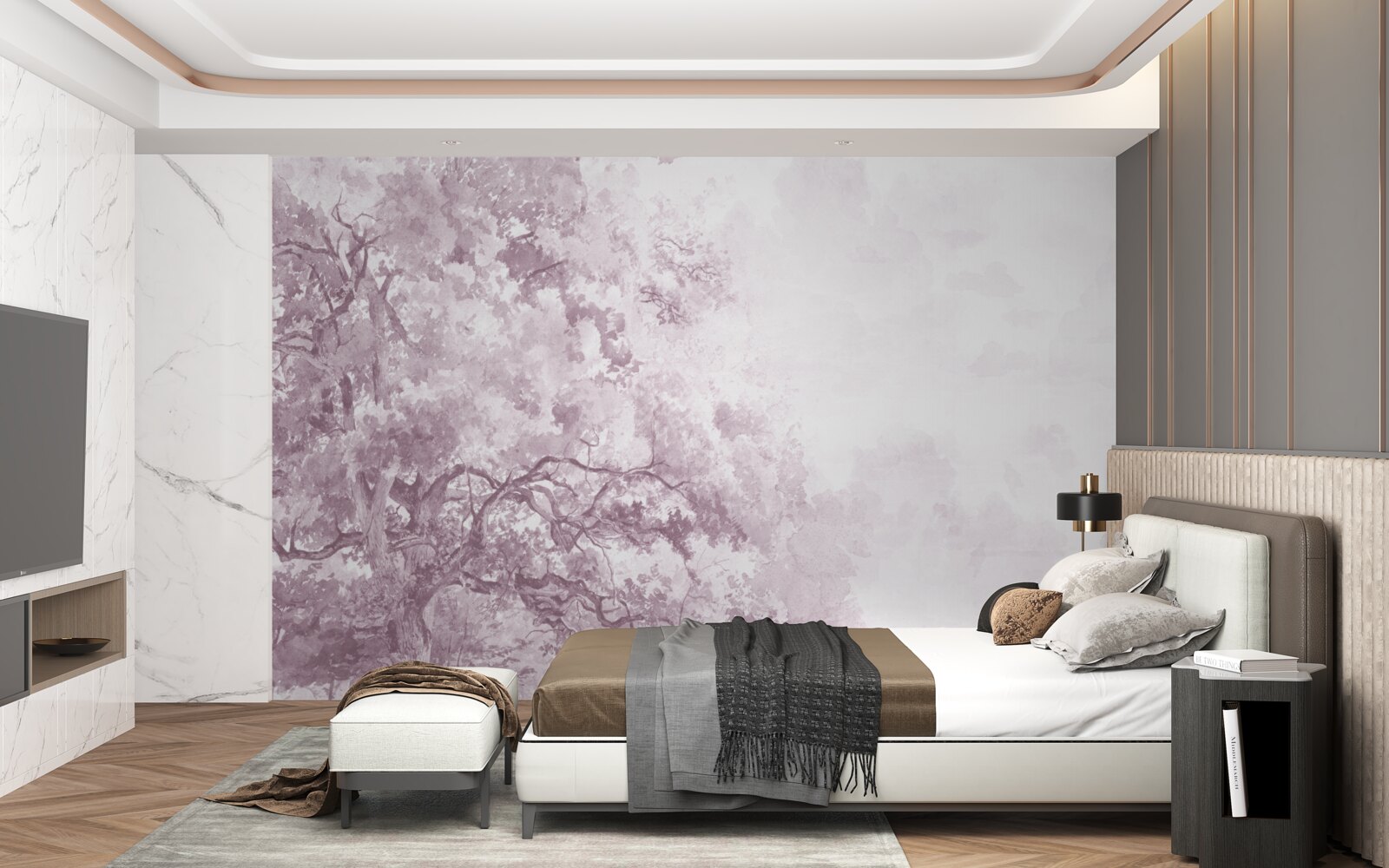 Papier peint la forêt du matin est enveloppée de brume