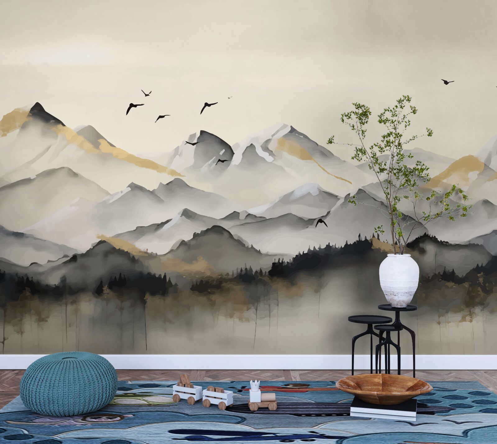 Papier peint montagnes brumeuses