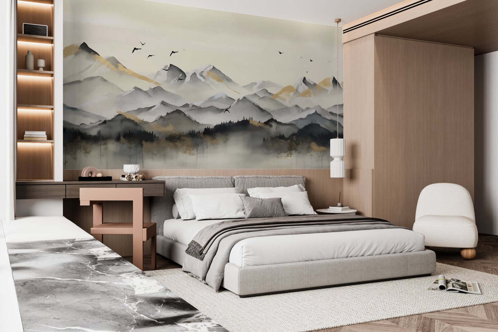 Papier peint montagnes brumeuses