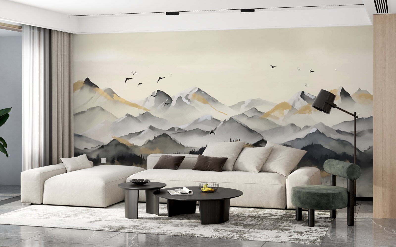 Papier peint montagnes brumeuses