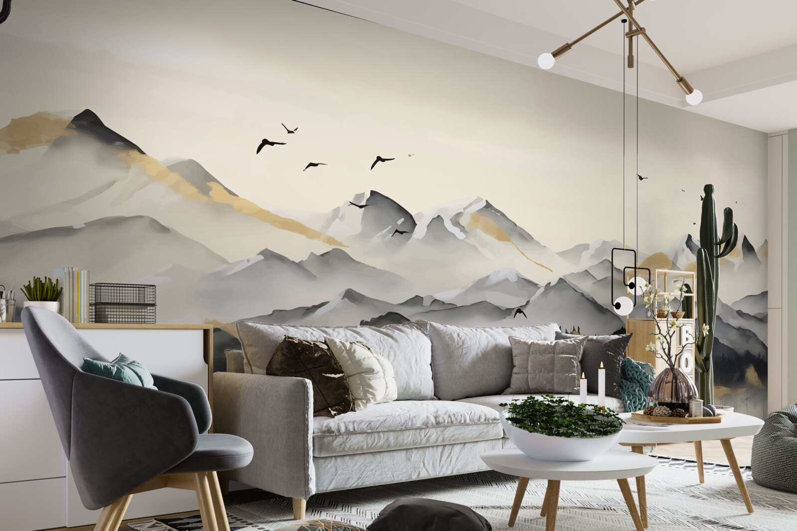 Papier peint montagnes brumeuses