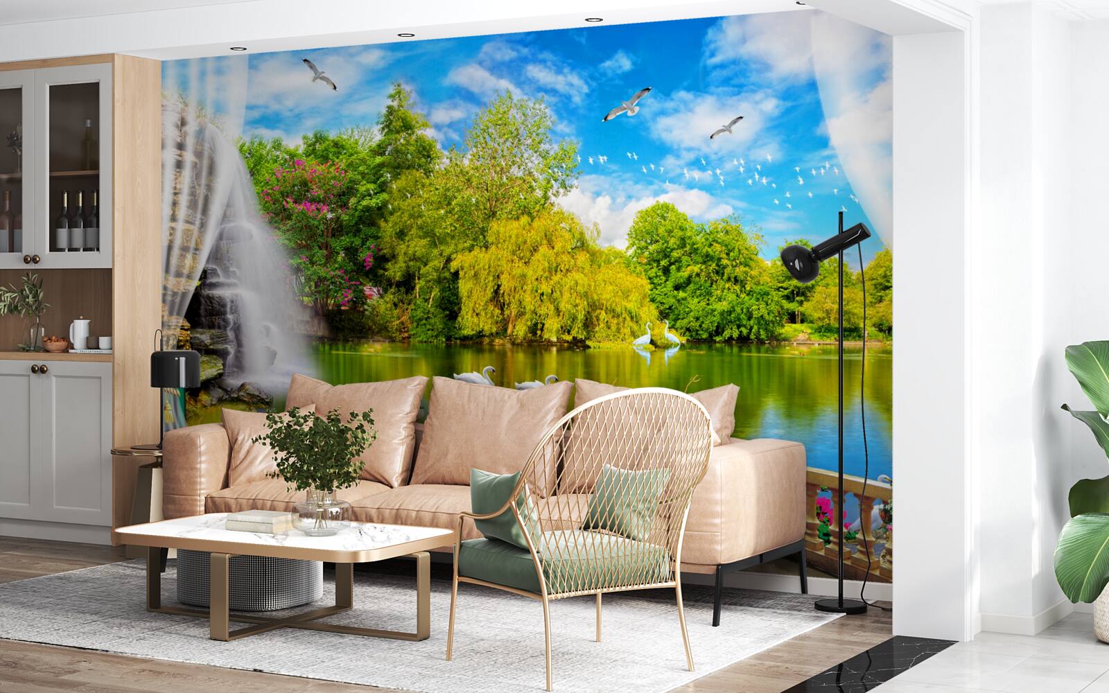 Papier peint terrasse avec vue sur le Lac des Cygnes