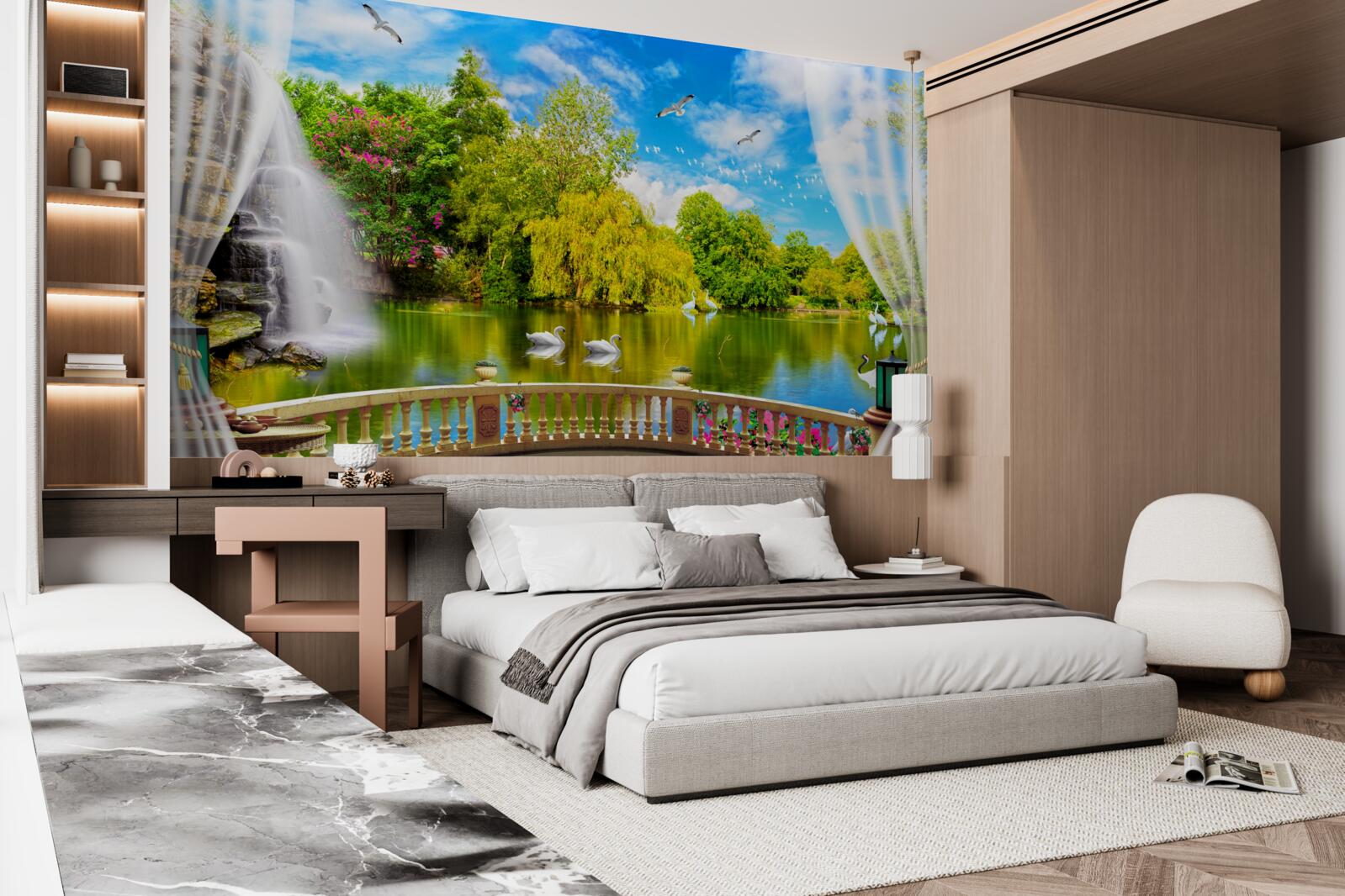 Papier peint terrasse avec vue sur le Lac des Cygnes