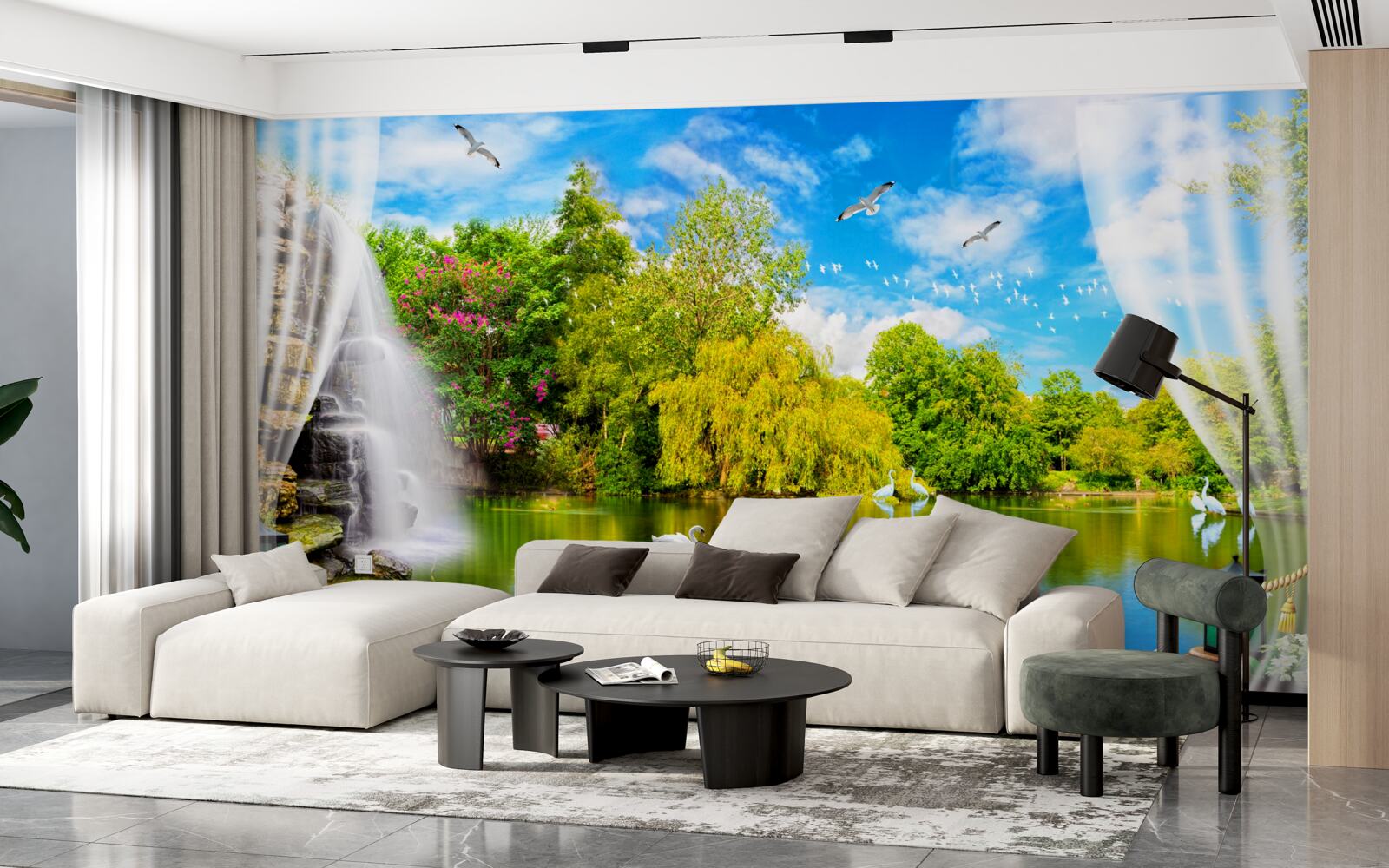 Papier peint terrasse avec vue sur le Lac des Cygnes