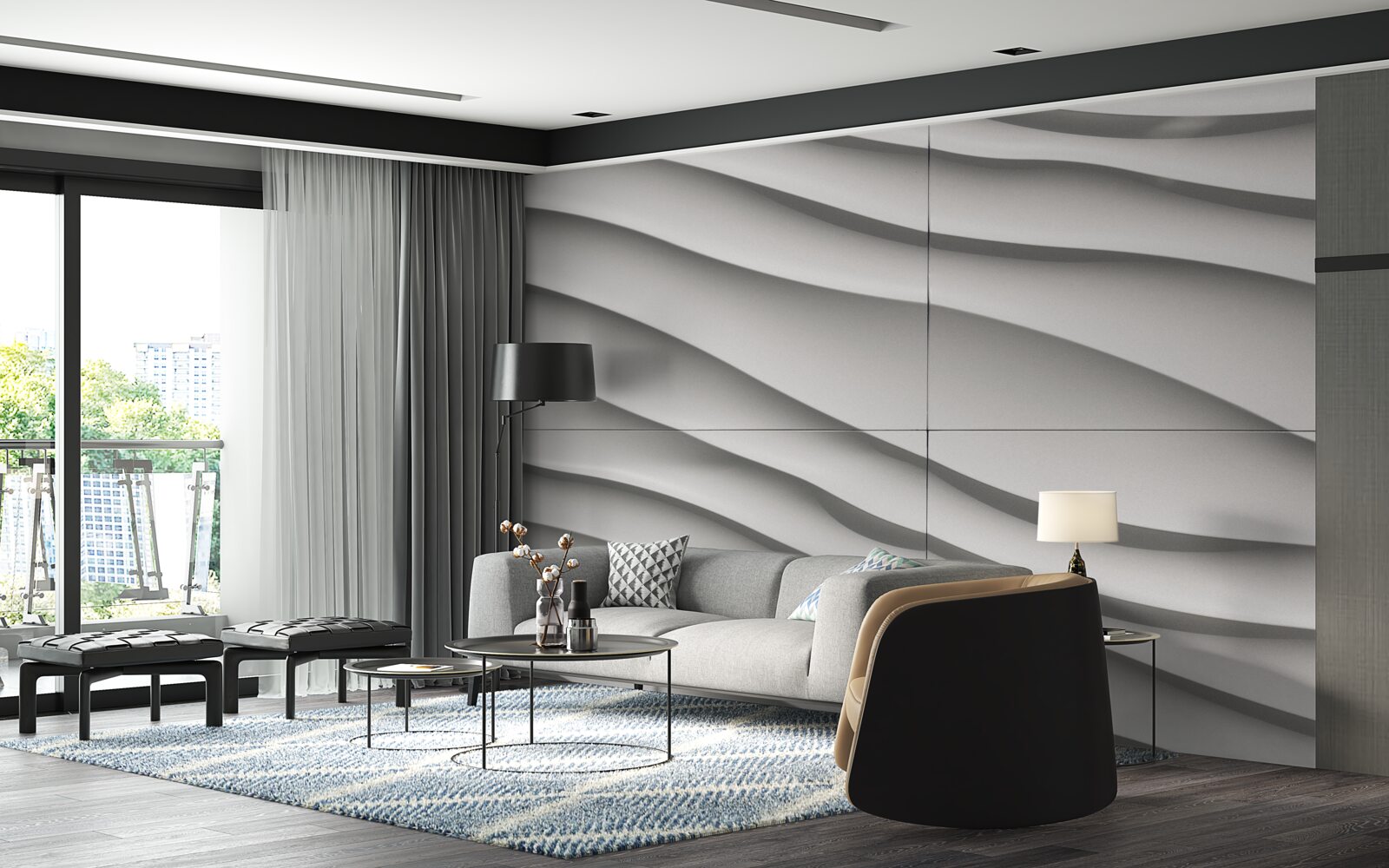 Papier peint les vagues sont bleues et lisses