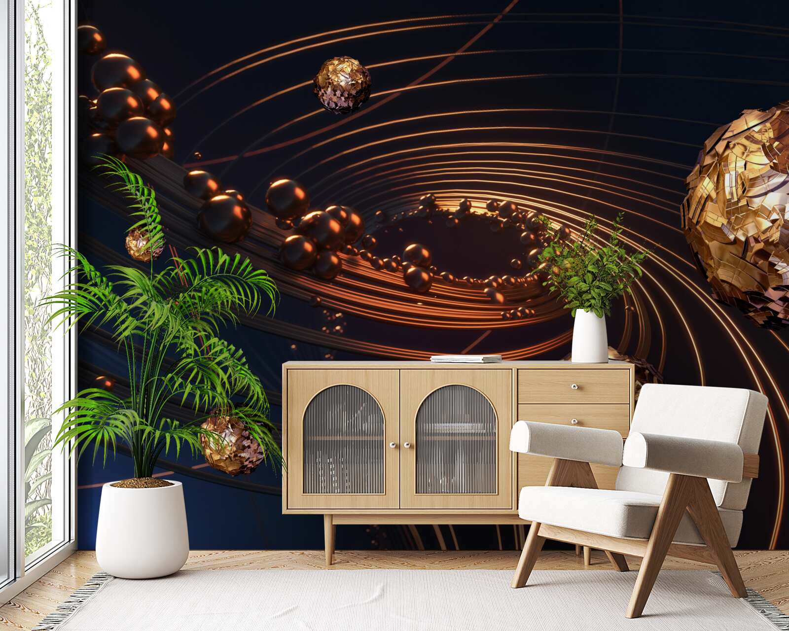 Papier peint trajectoires de rotation de la balle dans l'abstrait