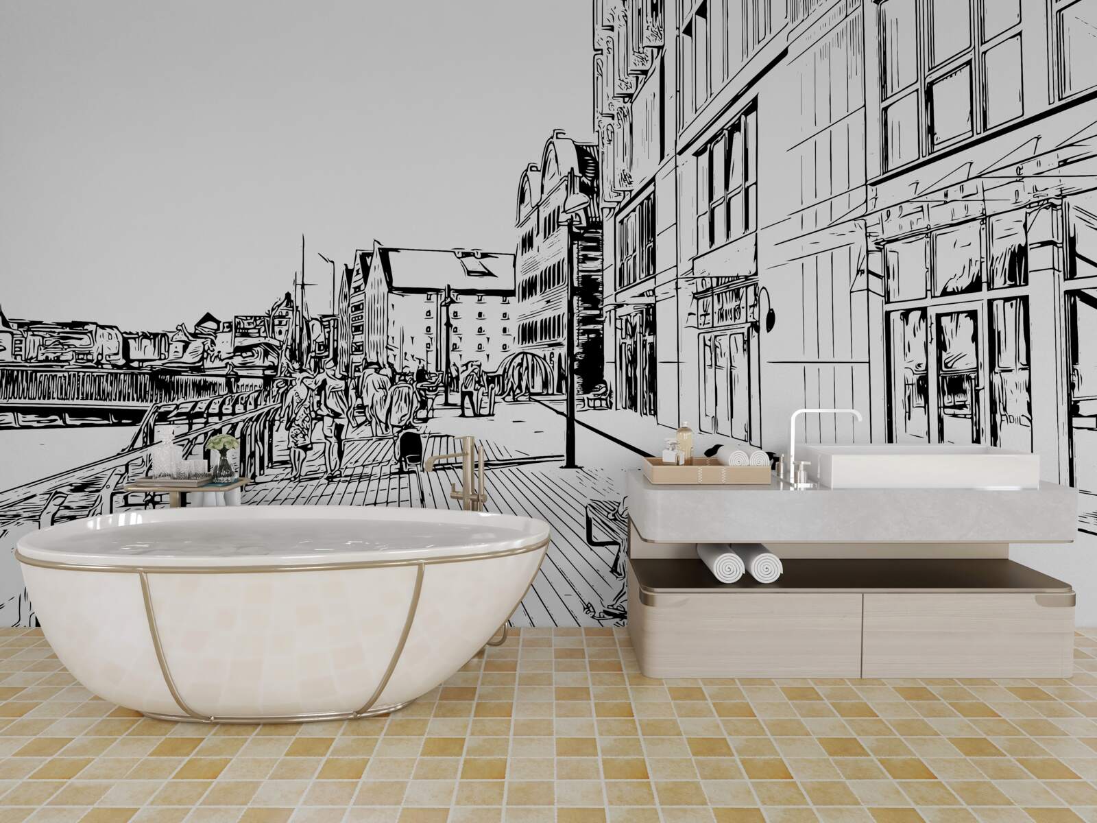 Papier peint talus pittoresque visible sur la photo