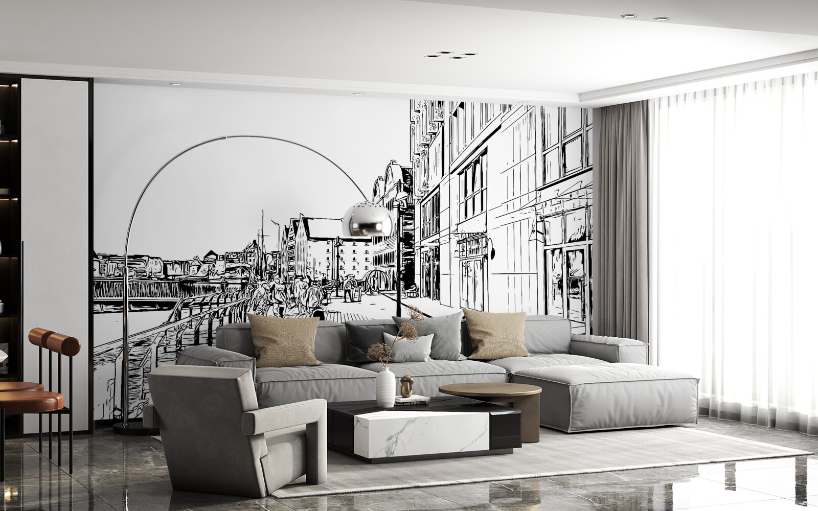 Papier peint talus pittoresque visible sur la photo