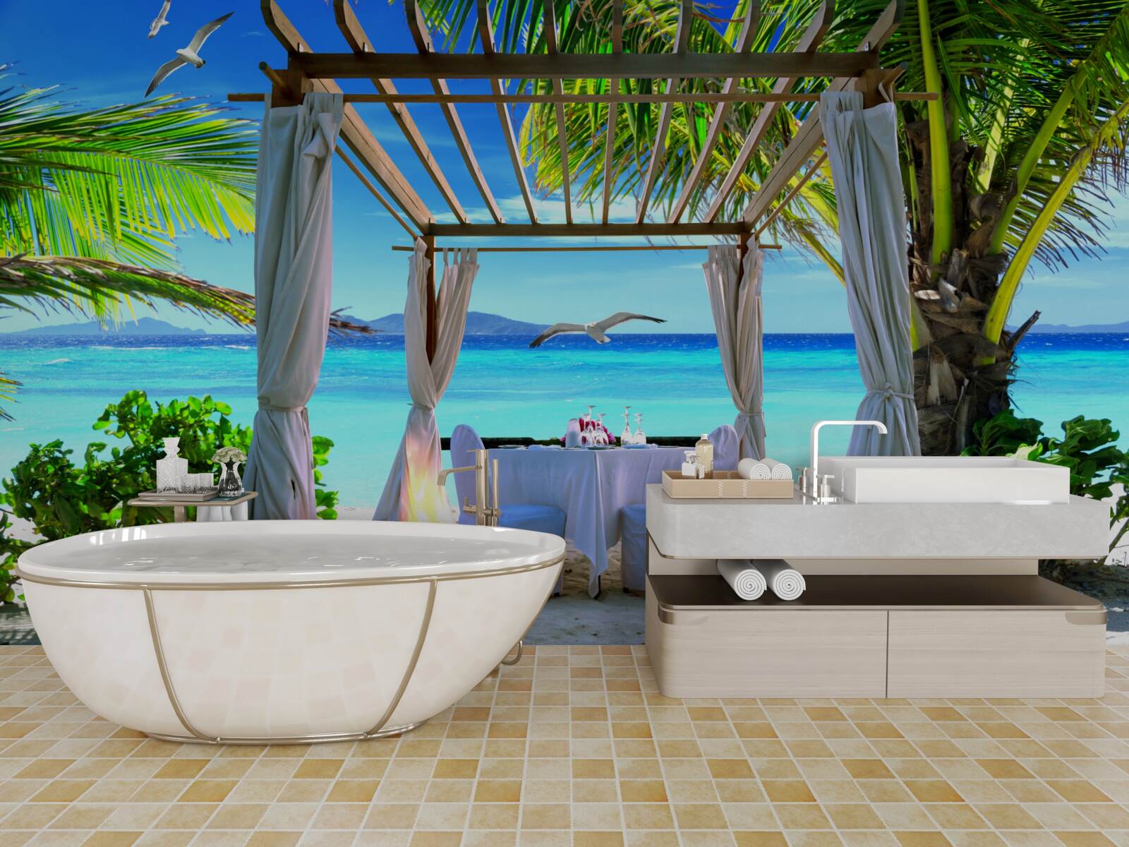 Papier peint table de plage