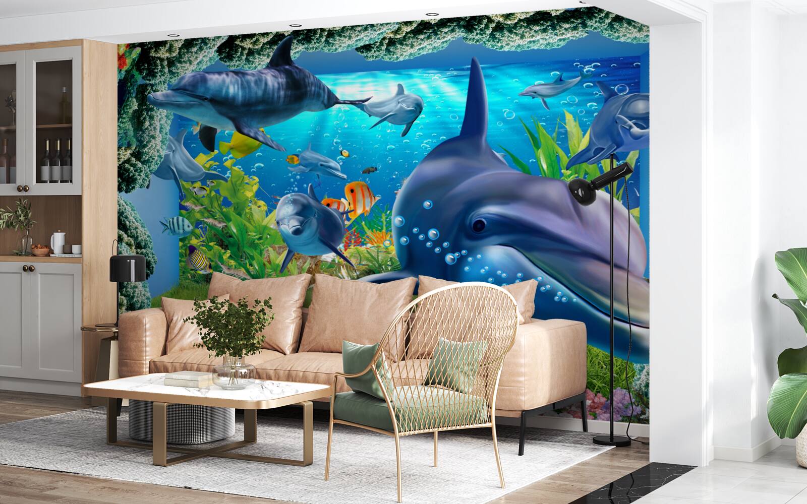 Papier peint les dauphins dans l'environnement aquatique