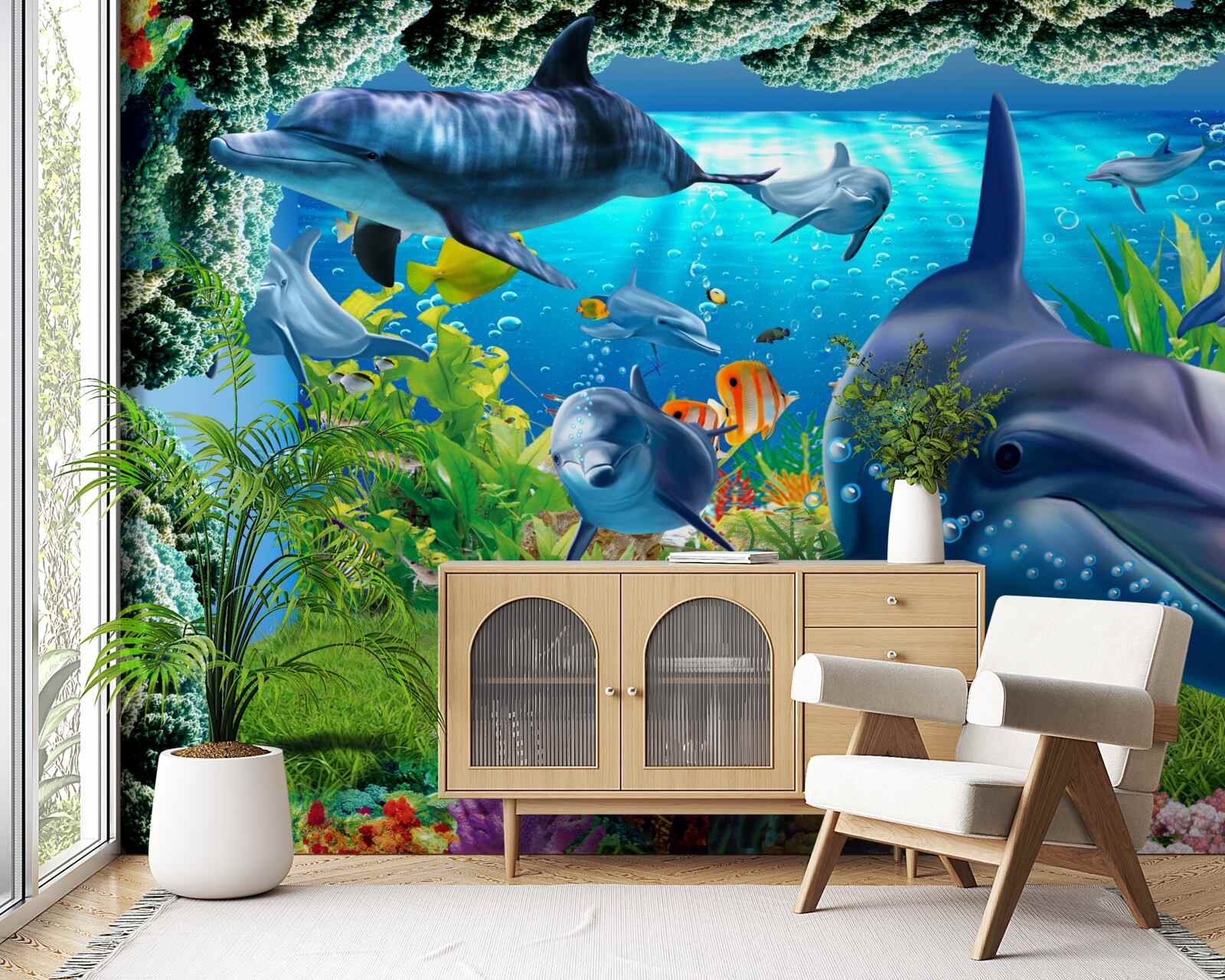 Papier peint les dauphins dans l'environnement aquatique