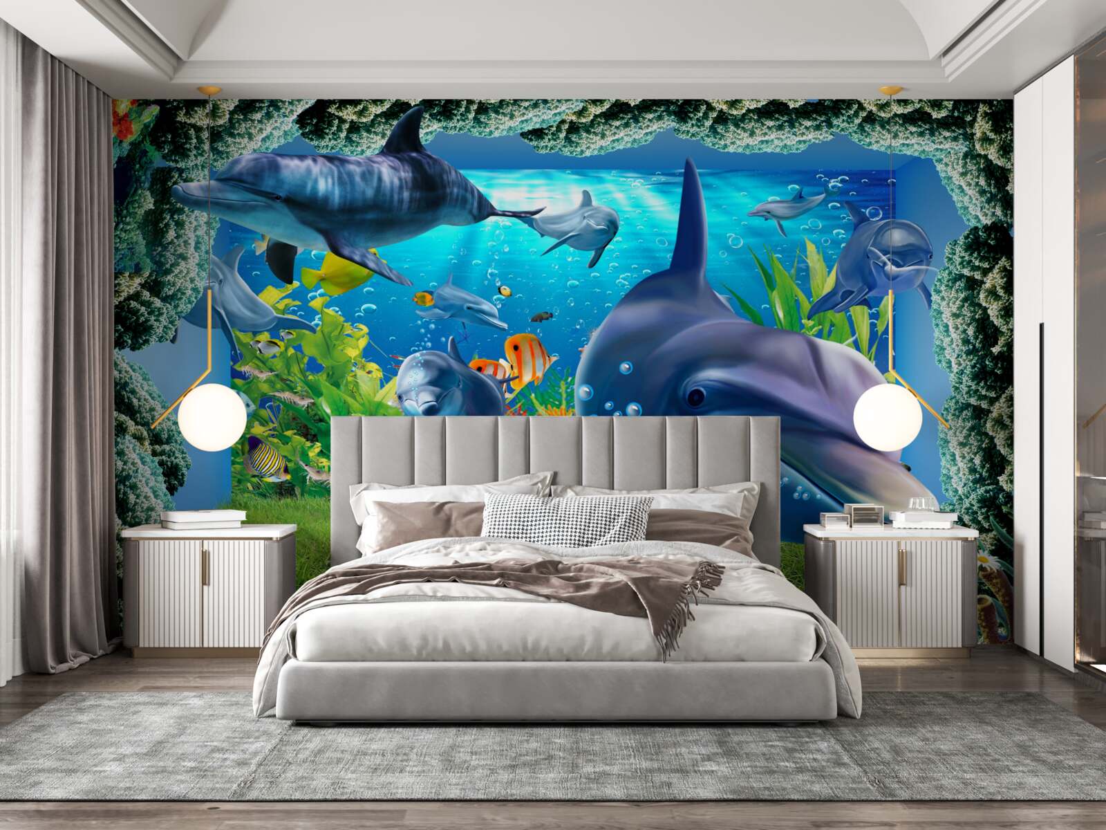 Papier peint les dauphins dans l'environnement aquatique