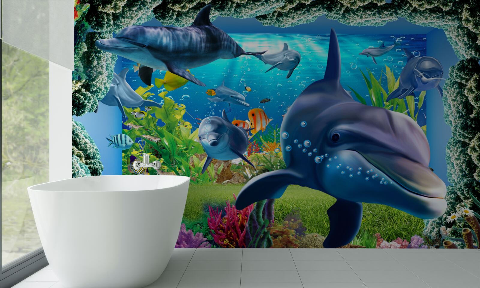 Papier peint les dauphins dans l'environnement aquatique