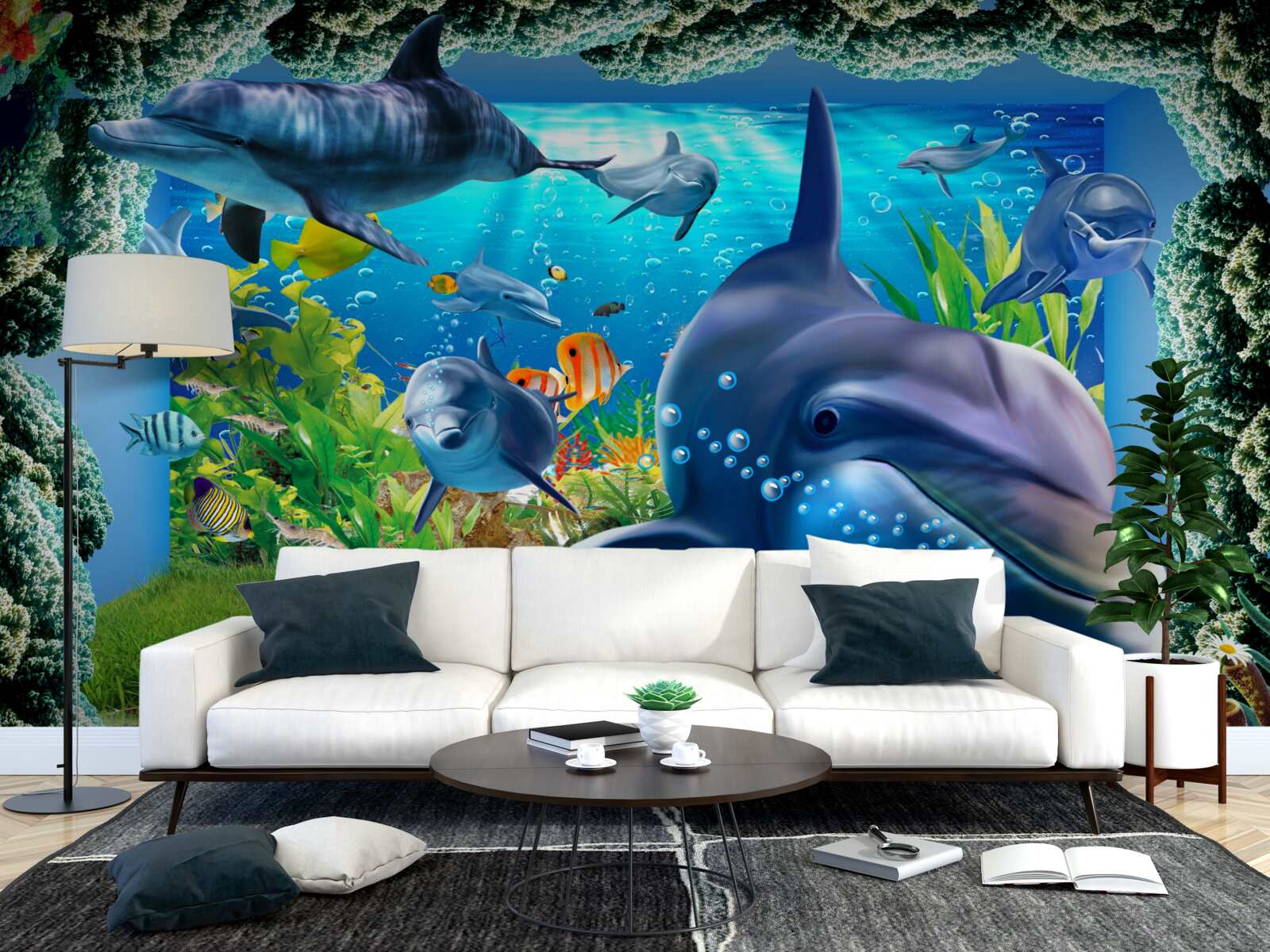 Papier peint les dauphins dans l'environnement aquatique