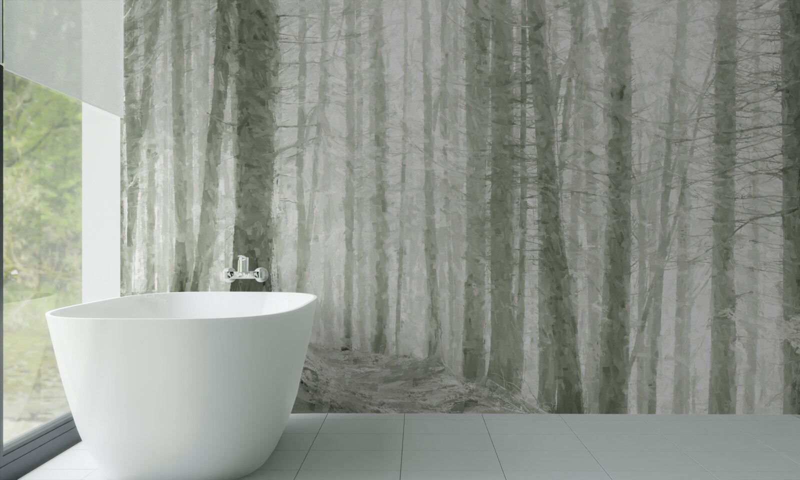 Papier peint un bosquet de pins, hauts et pleins d'aiguilles acérées