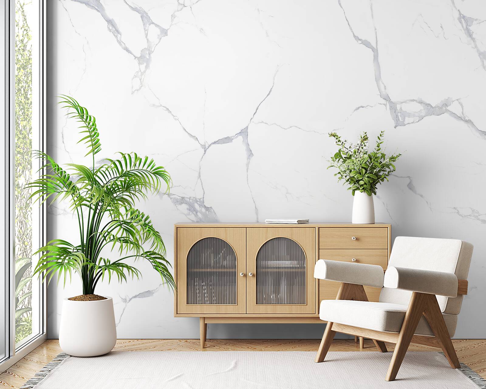 Papier peint carreaux de porcelaine blanche