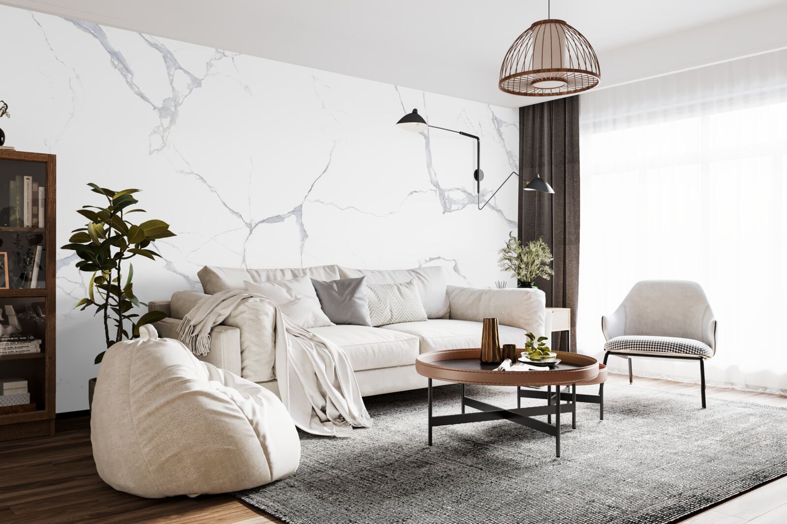 Papier peint carreaux de porcelaine blanche