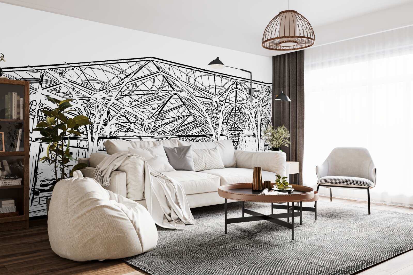 Papier peint gare et trains montrés sur la photo