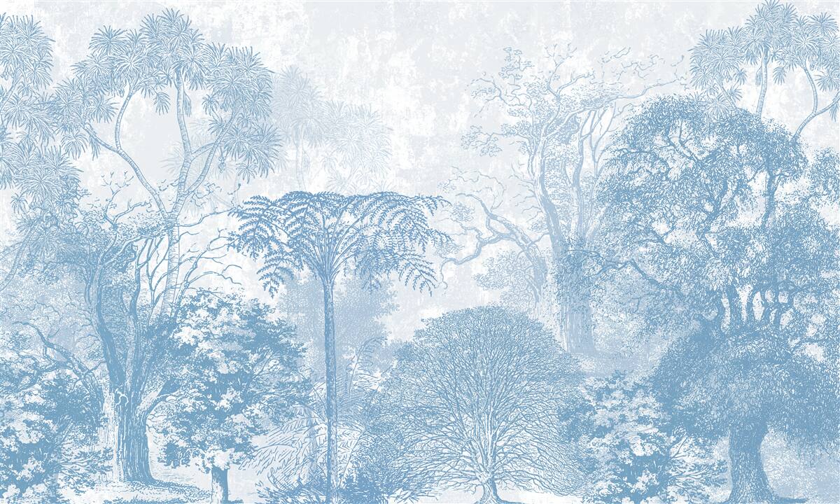 Papier peint image en noir et blanc d'un paysage forestier