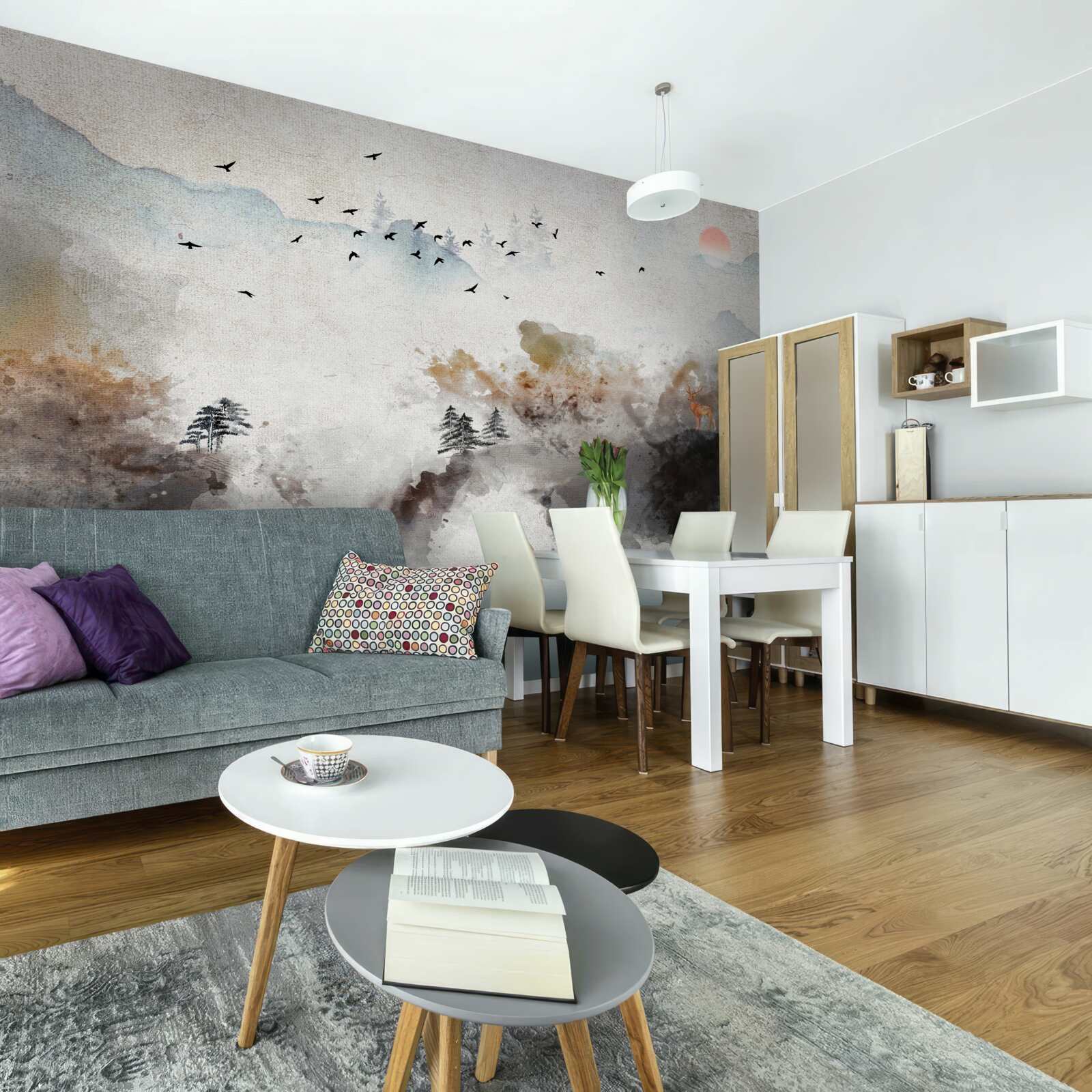 Papier peint vue d'automne à couper le souffle au coucher du soleil