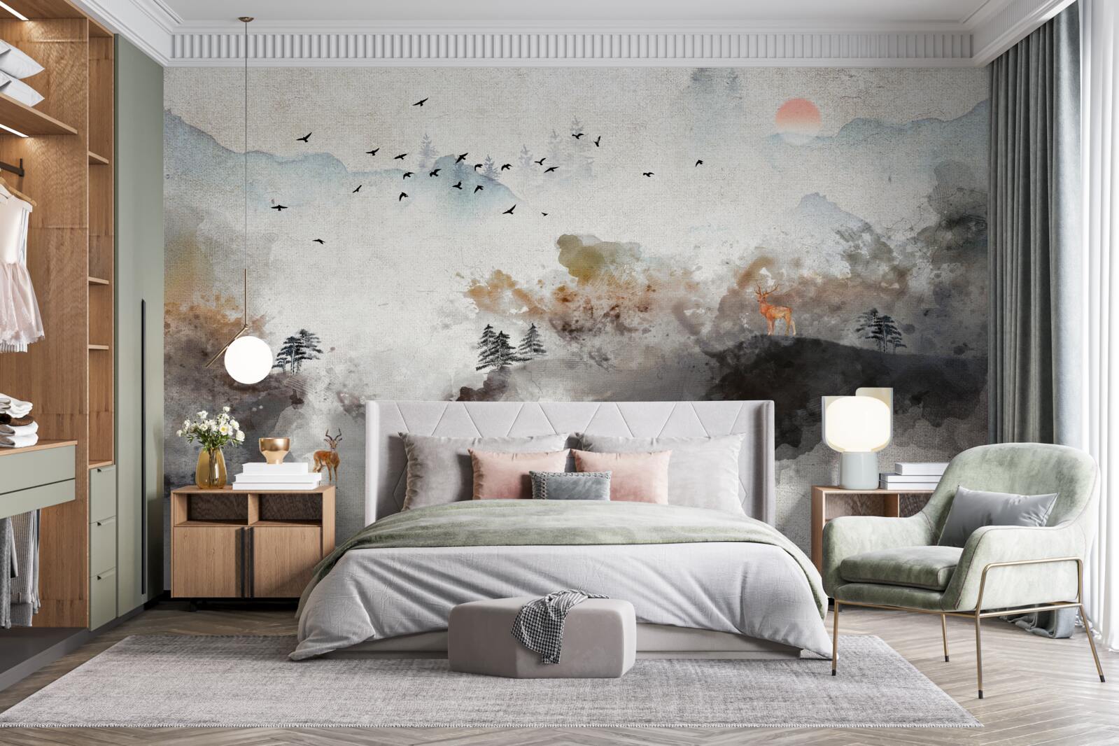 Papier peint vue d'automne à couper le souffle au coucher du soleil