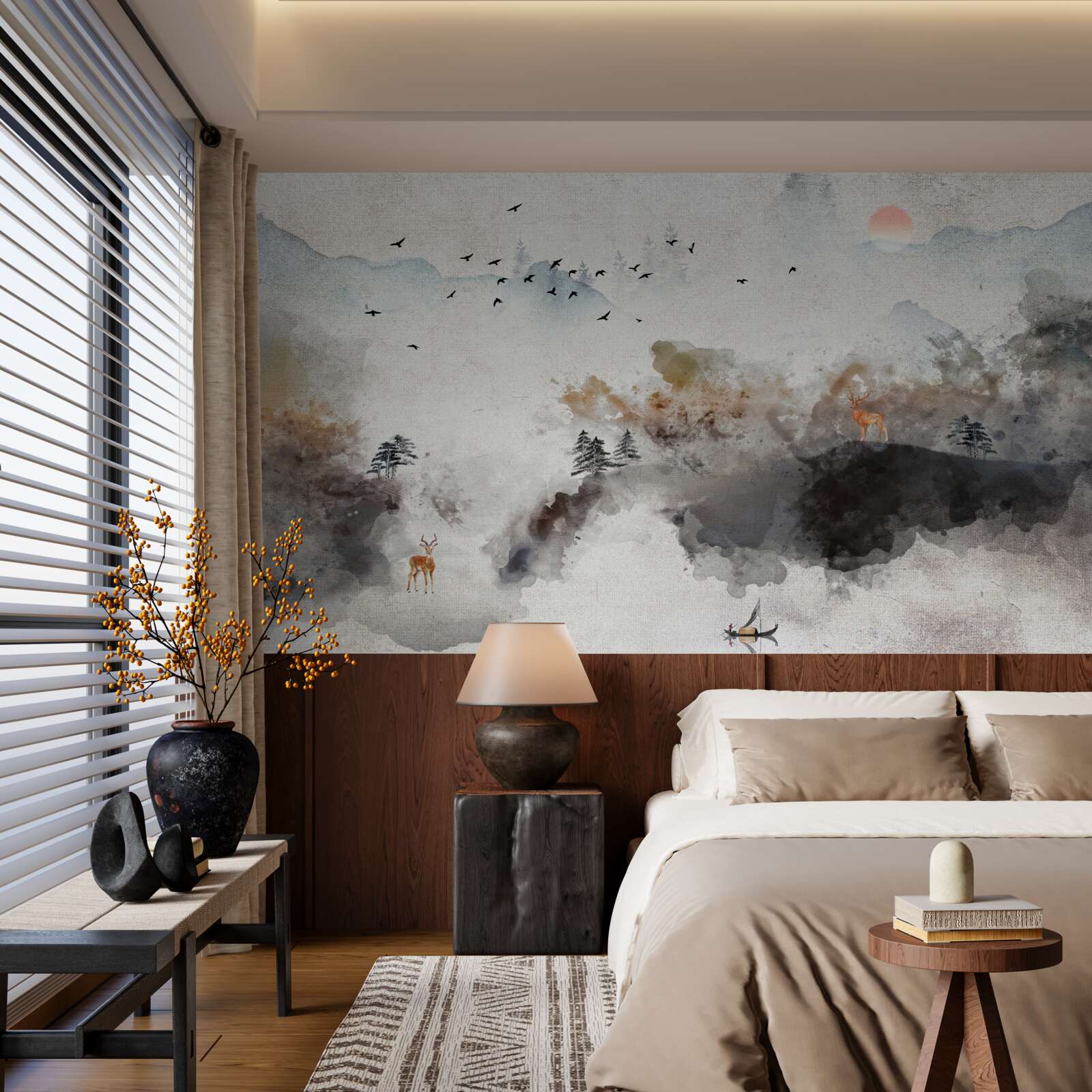 Papier peint vue d'automne à couper le souffle au coucher du soleil