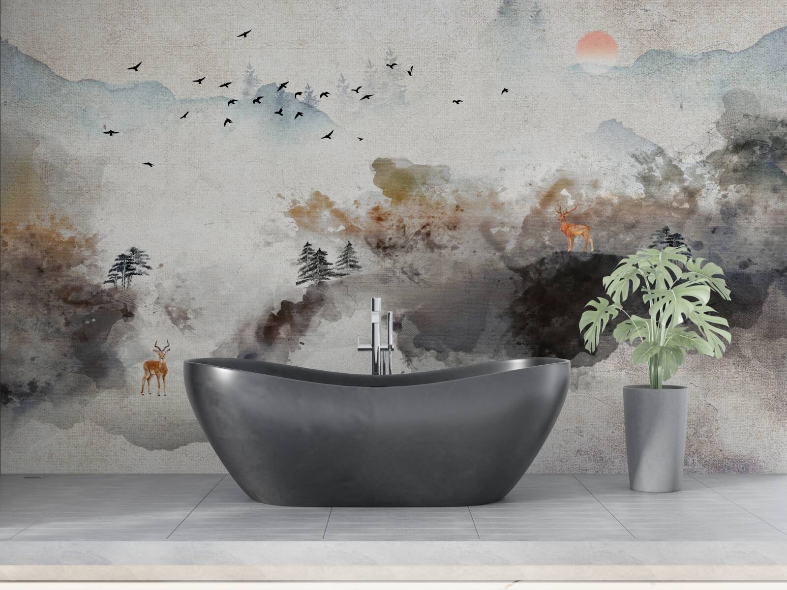 Papier peint vue d'automne à couper le souffle au coucher du soleil