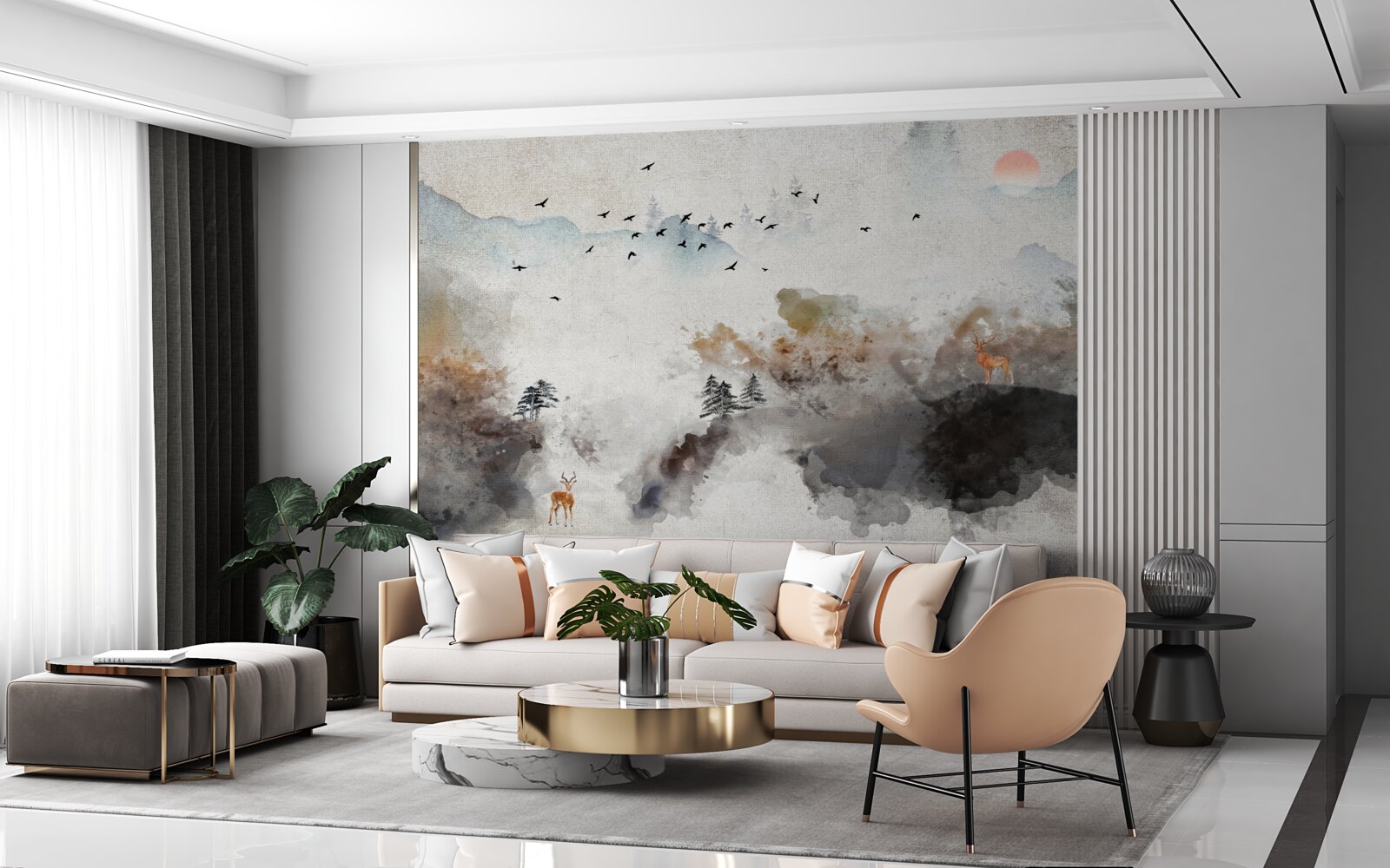 Papier peint vue d'automne à couper le souffle au coucher du soleil