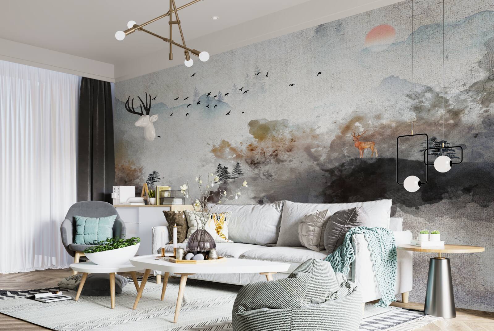 Papier peint vue d'automne à couper le souffle au coucher du soleil