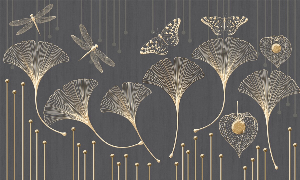 Papier peint au contraire, les lignes verticales convergent sur un fond gris