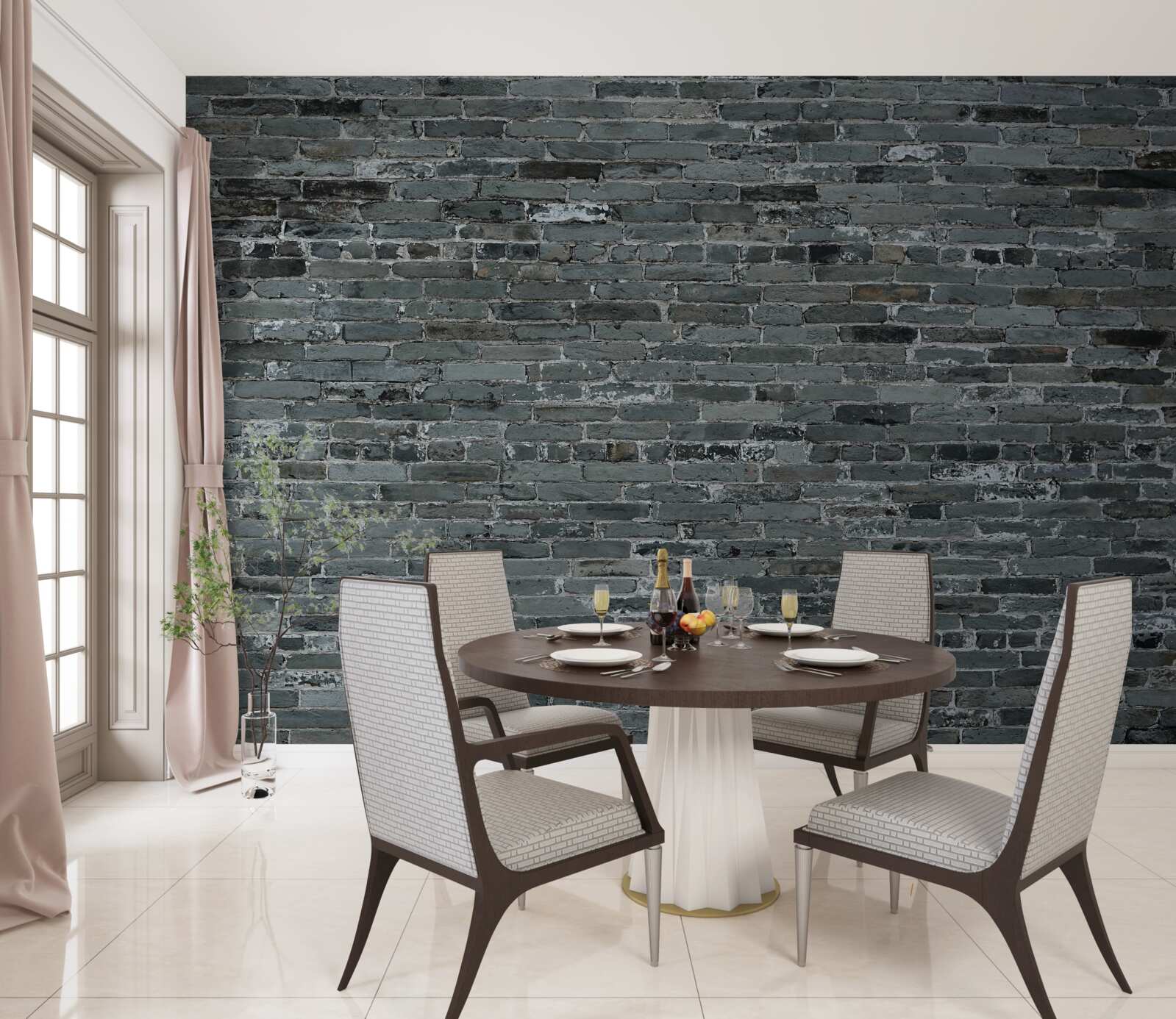 Papier peint brique grise mate