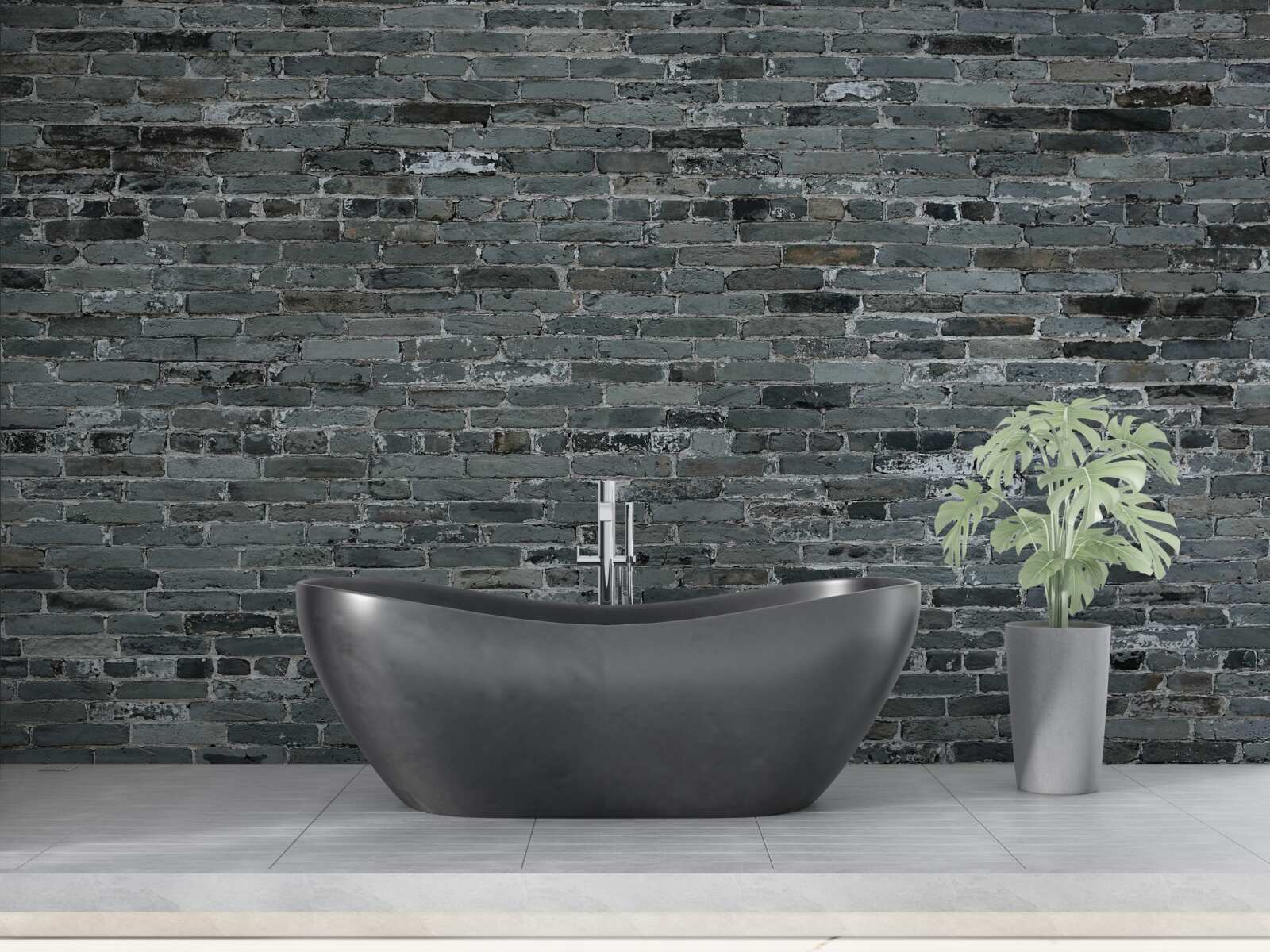 Papier peint brique grise mate