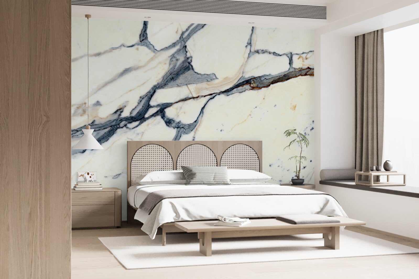 Papier peint marbre clair avec infusions noires