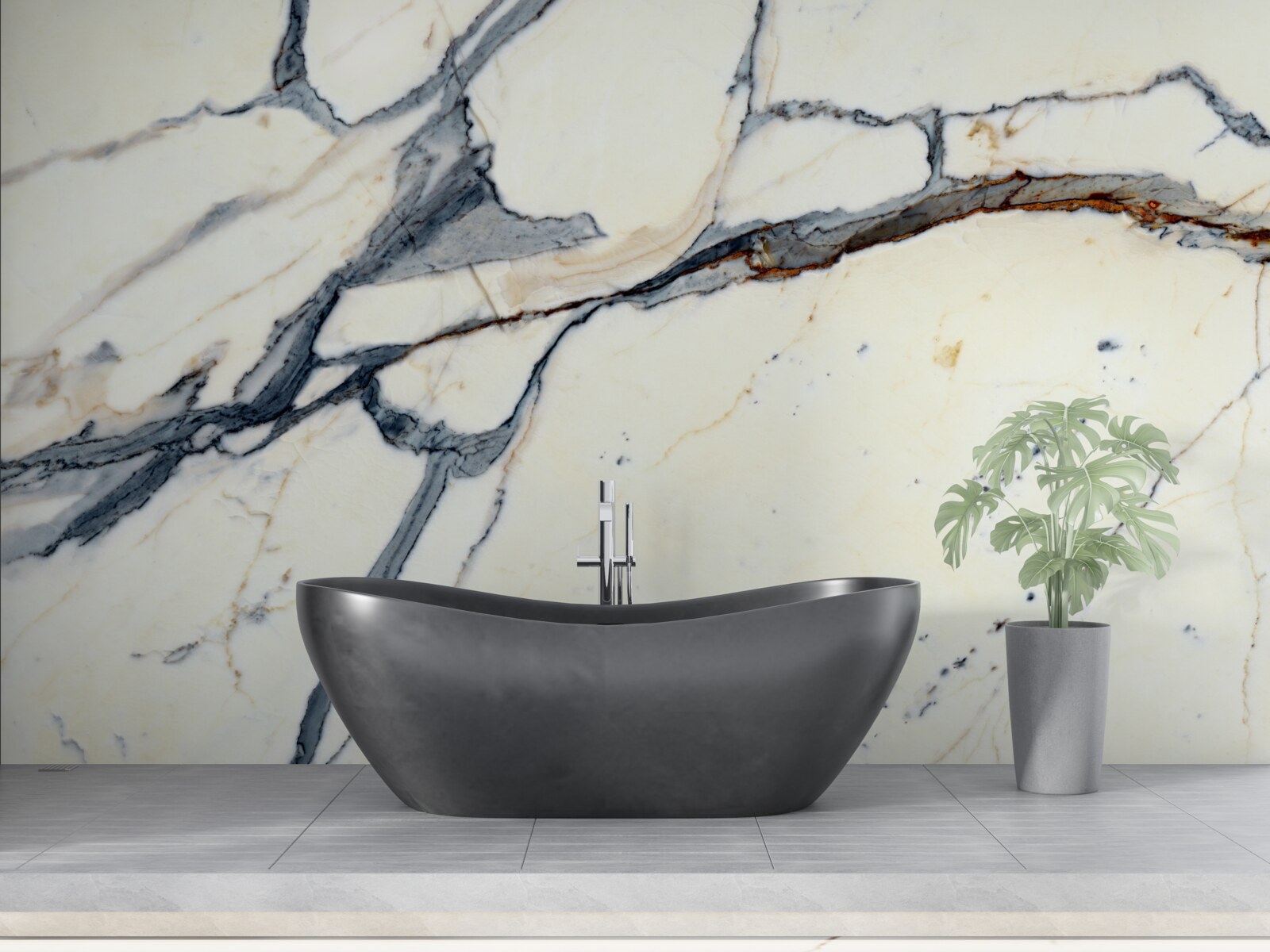 Papier peint marbre clair avec infusions noires