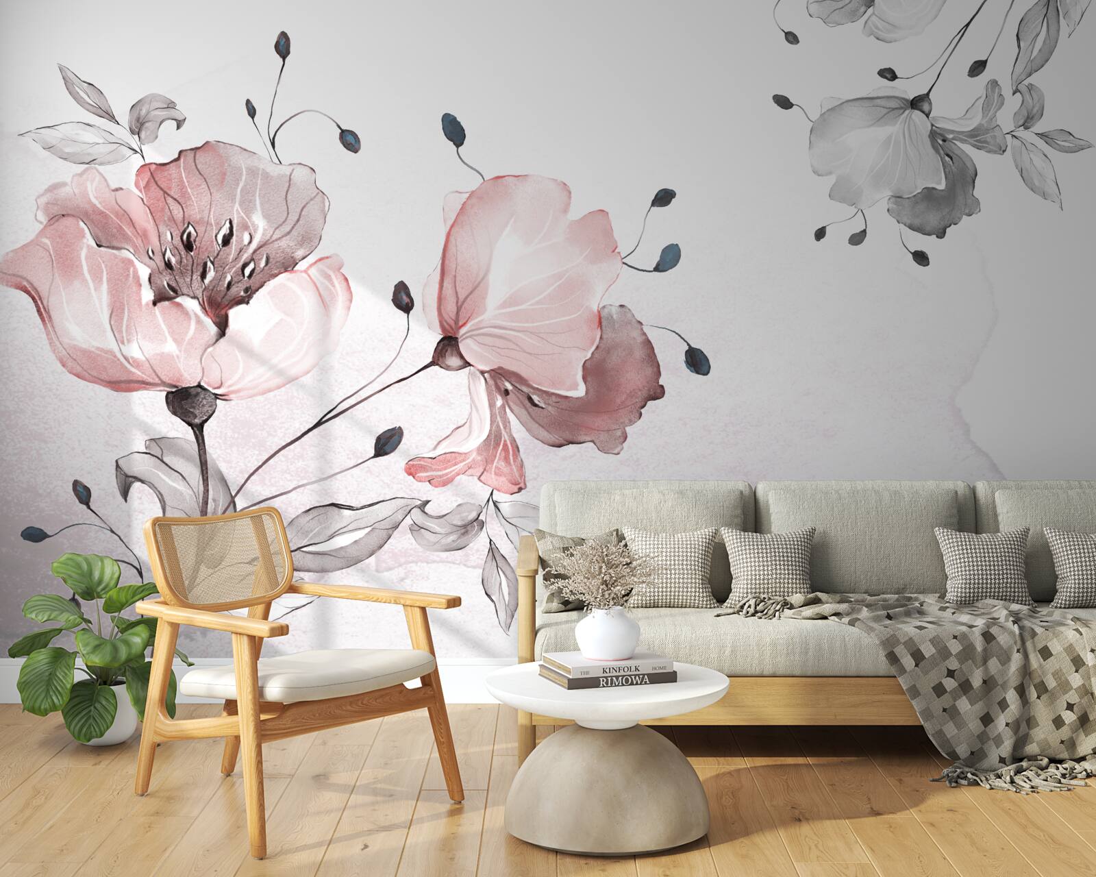 Papier peint des fleurs délicates et gracieuses se balançant dans le vent