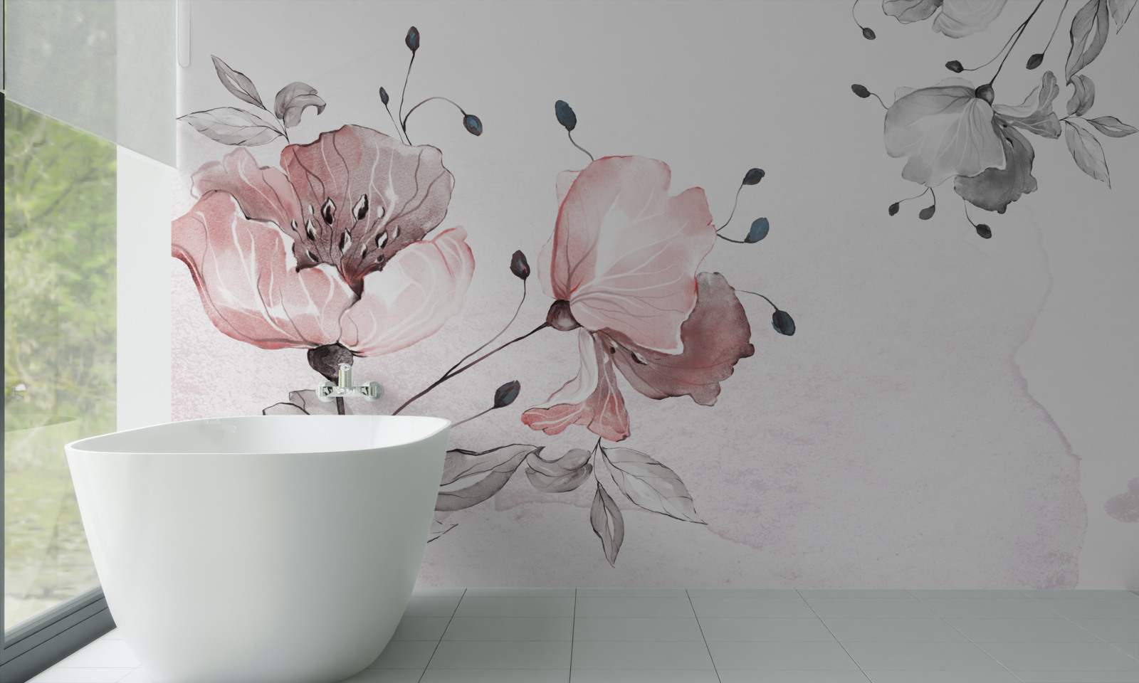 Papier peint des fleurs délicates et gracieuses se balançant dans le vent