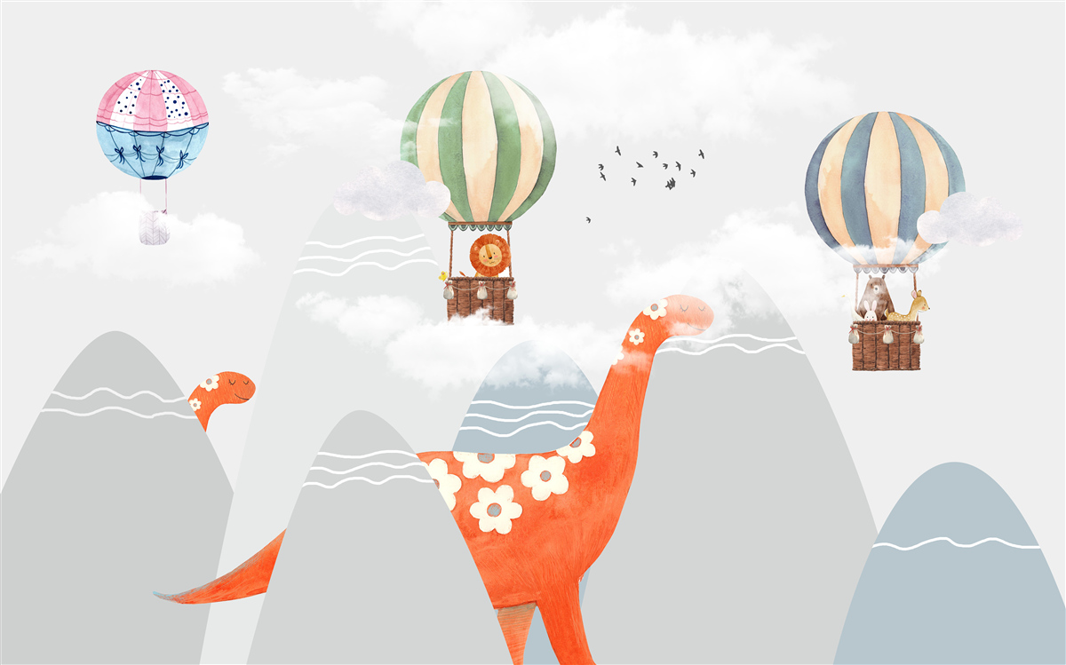 Papier peint les dinosaures se promènent dans les montagnes