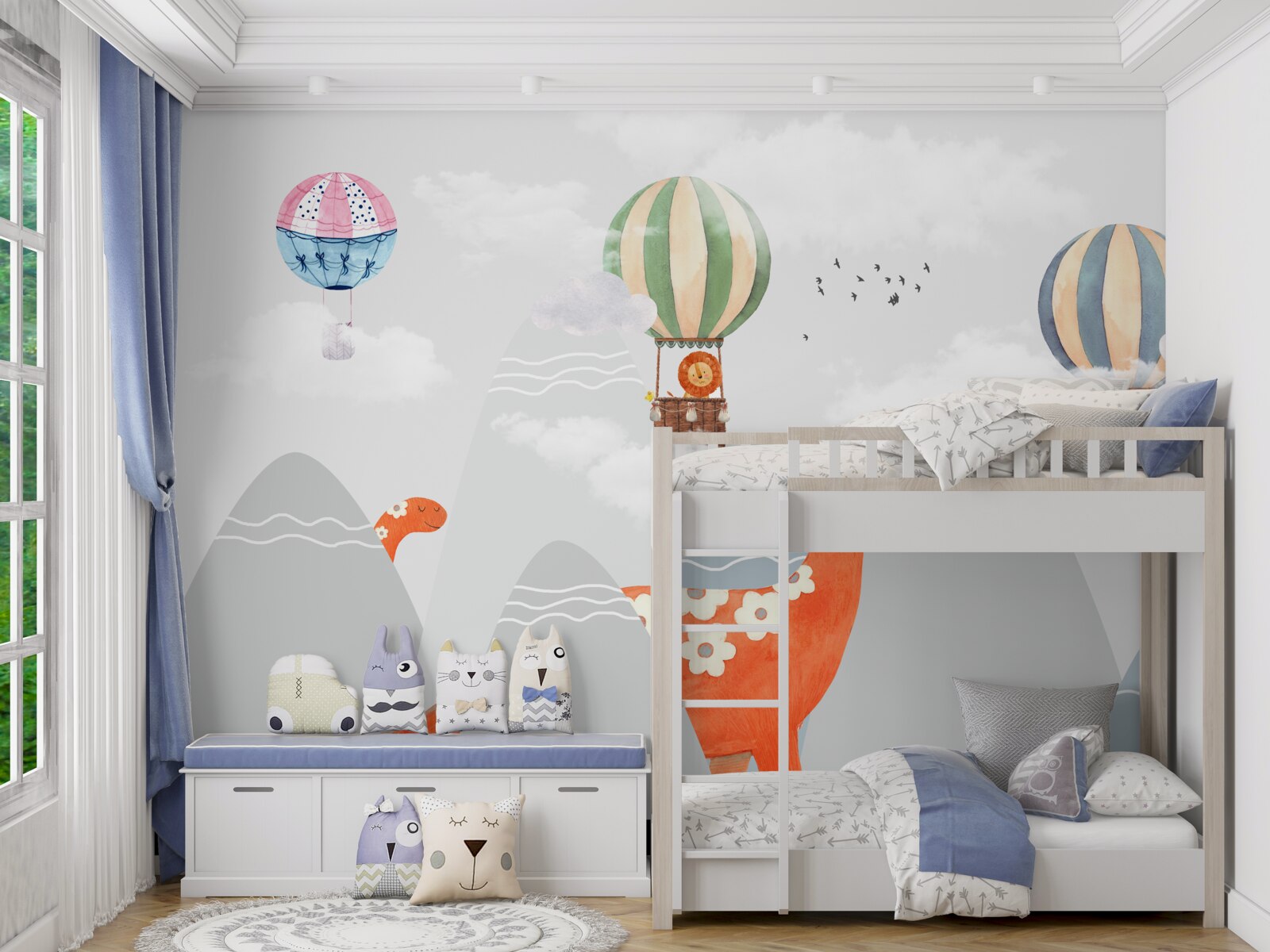 Papier peint les dinosaures se promènent dans les montagnes