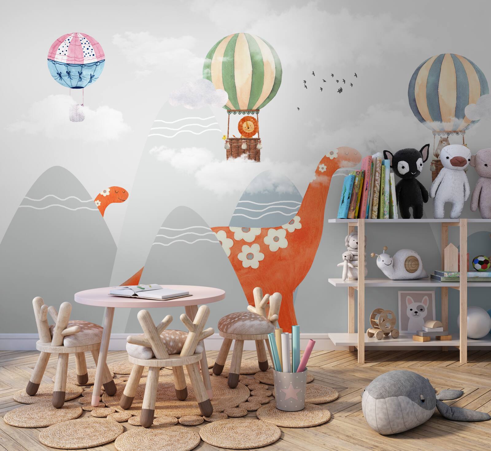 Papier peint les dinosaures se promènent dans les montagnes