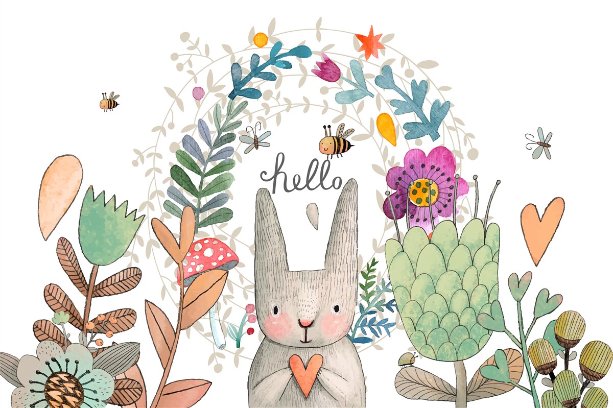 Papier peint les plantes et les animaux représentés