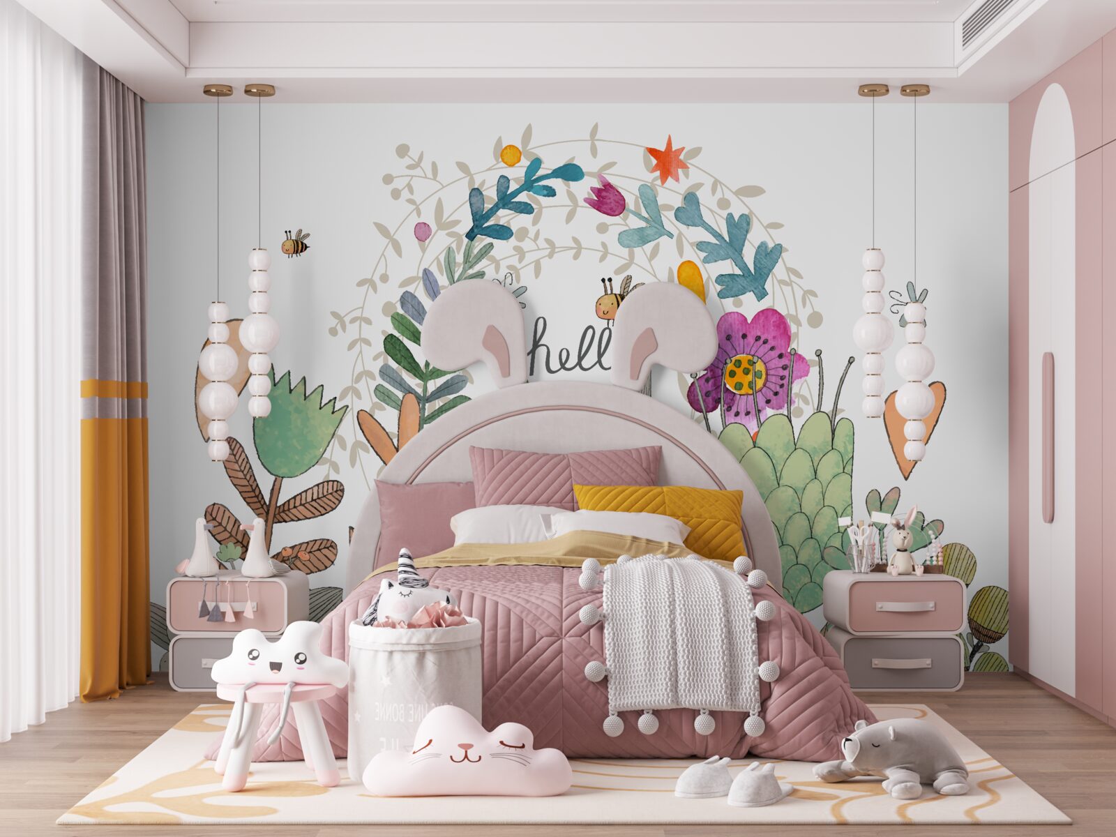 Papier peint les plantes et les animaux représentés