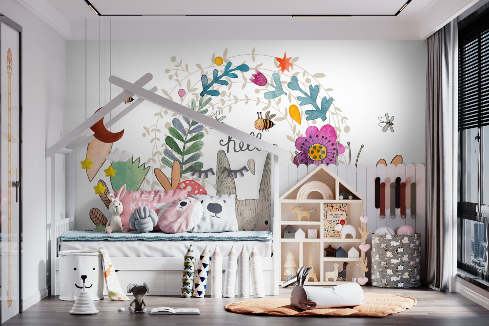 Papier peint les plantes et les animaux représentés